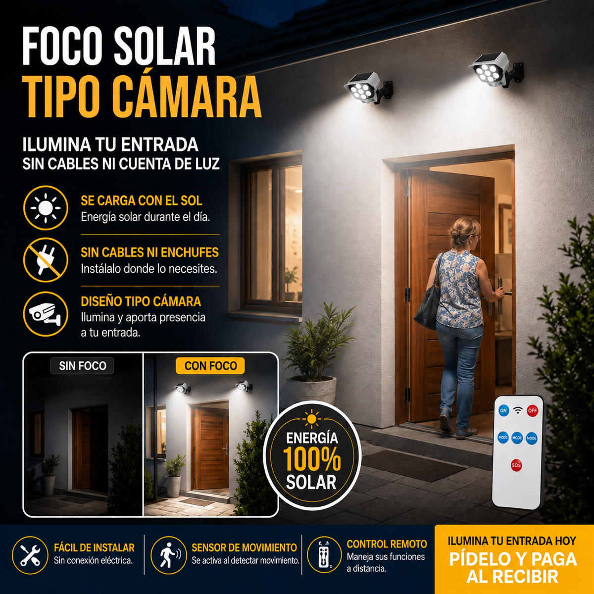 Foco Solar Tipo Cámara - Ilumina Sin Pagar Luz