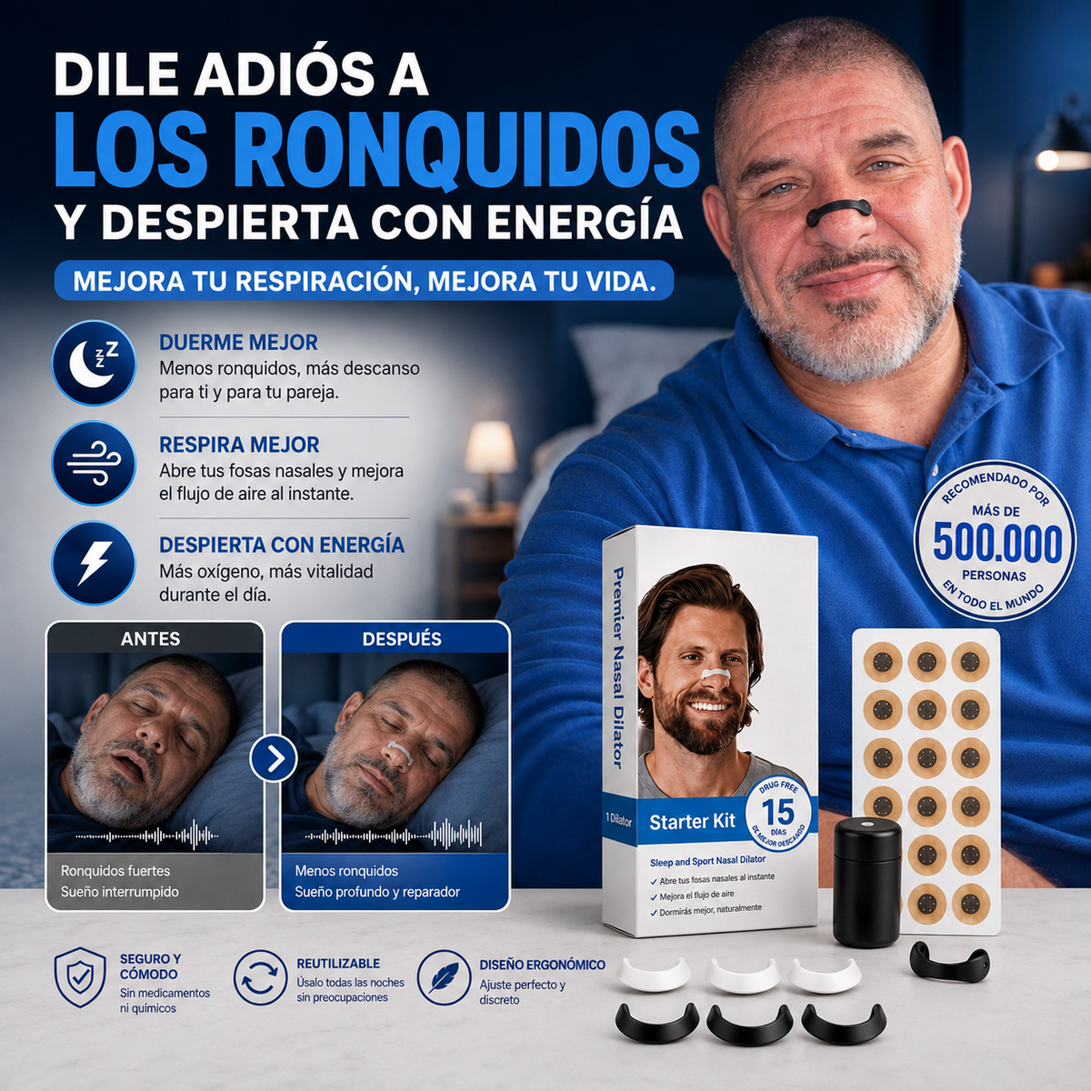 (PACK DE 30 IMANES) Banda Nasal Magnética - Respira Mejor Esta Noche